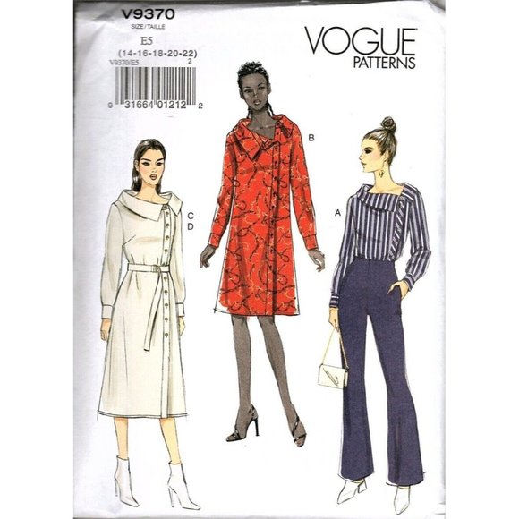Vogue V9370 Misses 14 to 22 Tunic Top, Dress and Belt UNCUT Sewing Pattern - Picture 1 of 2